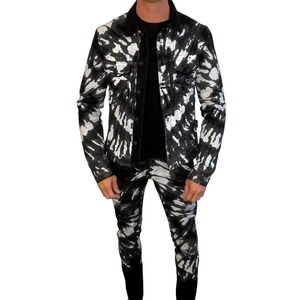 Philipp Plein "Washed with Love" Black White Tie-Dye‎ Denim Jacket Size M | Rare